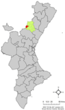 Localización de Puebla de Arenoso respecto al País Valenciano