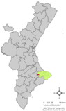 Localización de Vall de Alcalá respecto a la Comunidad Valenciana