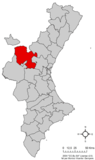 Localización de Higueruelas respecto al País Valenciano