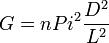 G={n}{Pi^2}{D^2\over L^2}