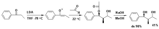 Reacción aldólica de TishchenkoAldolempezando desde un propiophenono y un acetaldehde