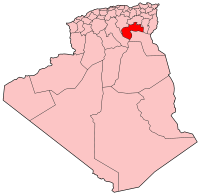 Map of Algeria showing Biskra province