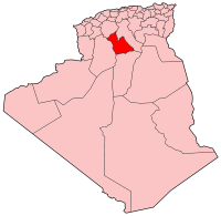 Mapa de Argelia, resaltada la provincia de Laghouat