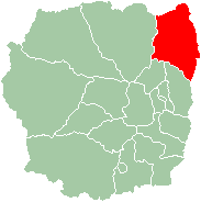 Mapa de la Provincia de Antananarivo mostrando la localización de Anjozorobe (rojo).