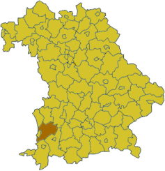 Mapa de la Baja Algovia (Unterallgäu) en Baviera