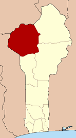 Map of Benin highlighting Atakora department