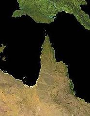 Vista de satélite del estrecho de Torres