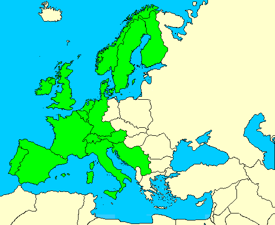 En verde, países participantes en el festival.