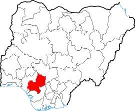 Localización del Estado Edo en Nigeria