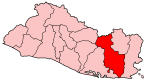 Mapa de El Salvador mostrando el departamento de San Miguel