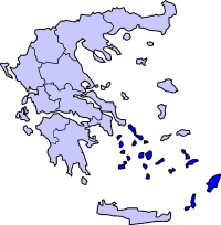 La región de Egeo Meridional dentro de Grecia
