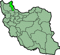 Mapa que muestra la provincia iraní de Ardabil