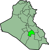 Mapa que muestra la provincia de Al Qadisyah en Iraq