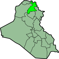 Mapa que muestra la situación de la provincia de Erbil en Iraq