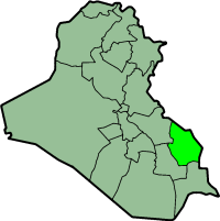 Mapa que muestra la provincia de Maysan en Iraq