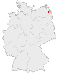 Anklam en el mapa de Alemania