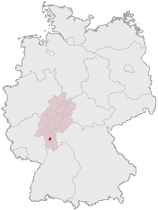 Mapa de Alemania, posición de Darmstadt destacada