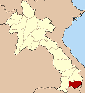 Mapa de Laos y la provincia de Attapu