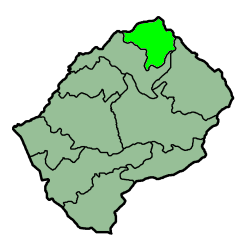 Mapa de Losotho con el distrito destacado.