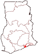Localización de Accra en Ghana.