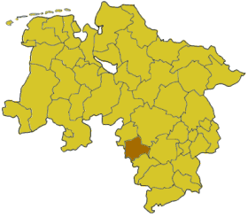 Lage des Landkreises Hameln-Pyrmont in Niedersachsen