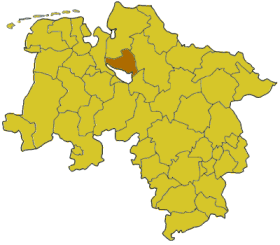 Lage des Landkreises Osterholz in Niedersachsen