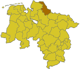 Lage des Landkreises Stade in Niedersachsen