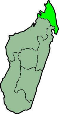Mapa de la provincia de Antsiranana en Madagascar