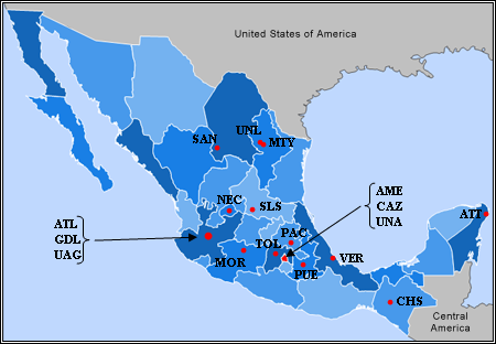 Mapa Primera division mexicana2007-08.PNG