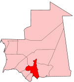 Mapa de Mauritania, destaca la provincia de Assaba