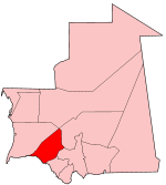 Mapa de Mauritania, destaca la provincia de Brakna