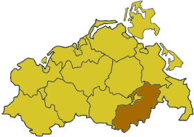 Lage des Landkreises Mecklenburg-Strelitz in Mecklenburg-Vorpommern