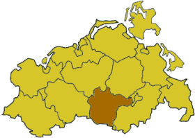 Lage des Landkreises Müritz in Mecklenburg-Vorpommern