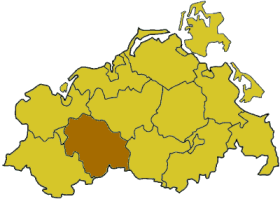 Lage des Landkreises Parchim in Mecklenburg-Vorpommern