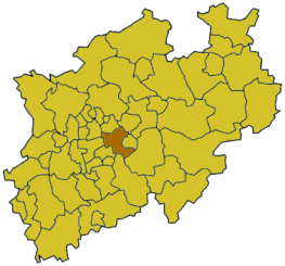 Lage des Ennepe-Ruhr-Kreises in Nordrhein-Westfalen