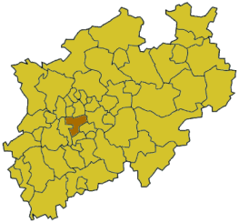 Lage des Kreises Mettmann in Nordrhein-Westfalen