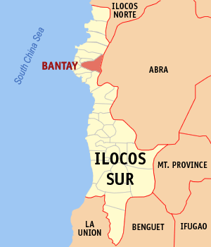 Mapa de Ilocos Sur y Bantay