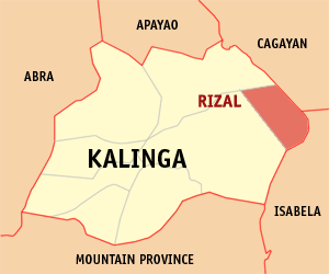 Mapa de Kalinga que muestra la situación de Rizal