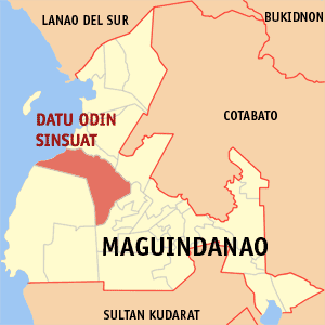 Mapa de Maguindanao que muestra la situación de Datu Odin Sinsuat
