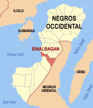 Map of Negros Occidental showing the location of Binalbagan