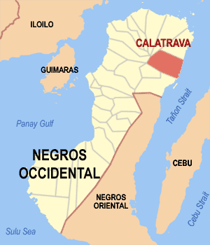 Map of Negros Occidental showing the location of Calatrava