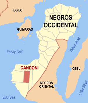 Map of Negros Occidental showing the location of Candoni