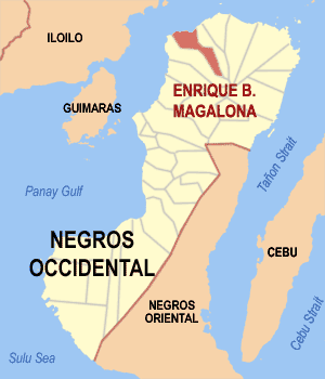 Map of Negros Occidental showing the location of Enrique B. Magalona