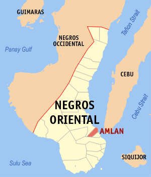 Mapa de Negros Oriental mostrando la locación de Amlan