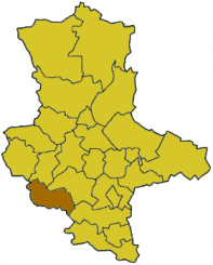 Lage des Landkreises Sangerhausen in Sachsen-Anhalt