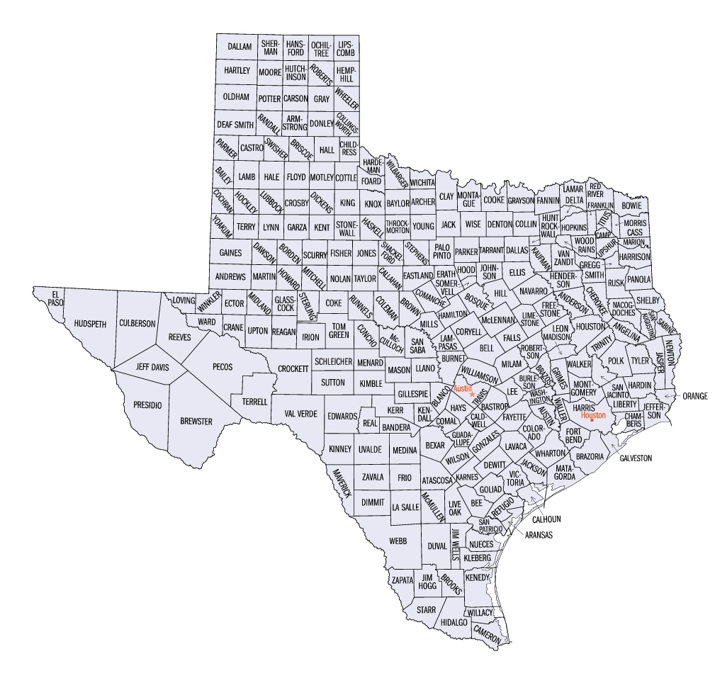 Condados De Texas Mapa Condados De Texas