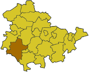 Lage des Landkreises Schmalkalden-Meiningen in Thüringen