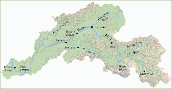 Localización del Porcupine en la cuenca del Yukon