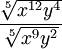 \frac{\sqrt[5]{x^{12}y^4}}{\sqrt[5]{x^9y^2}}