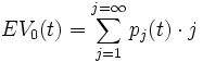 EV_0(t) = \sum_{j=1}^{j=\infty} p_j(t) \cdot j
